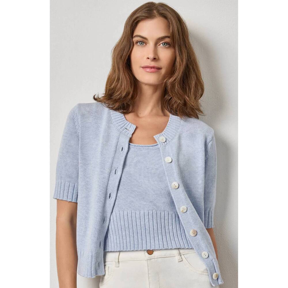 NEW LILLA P elbow sleeve button cardigan in clearwater